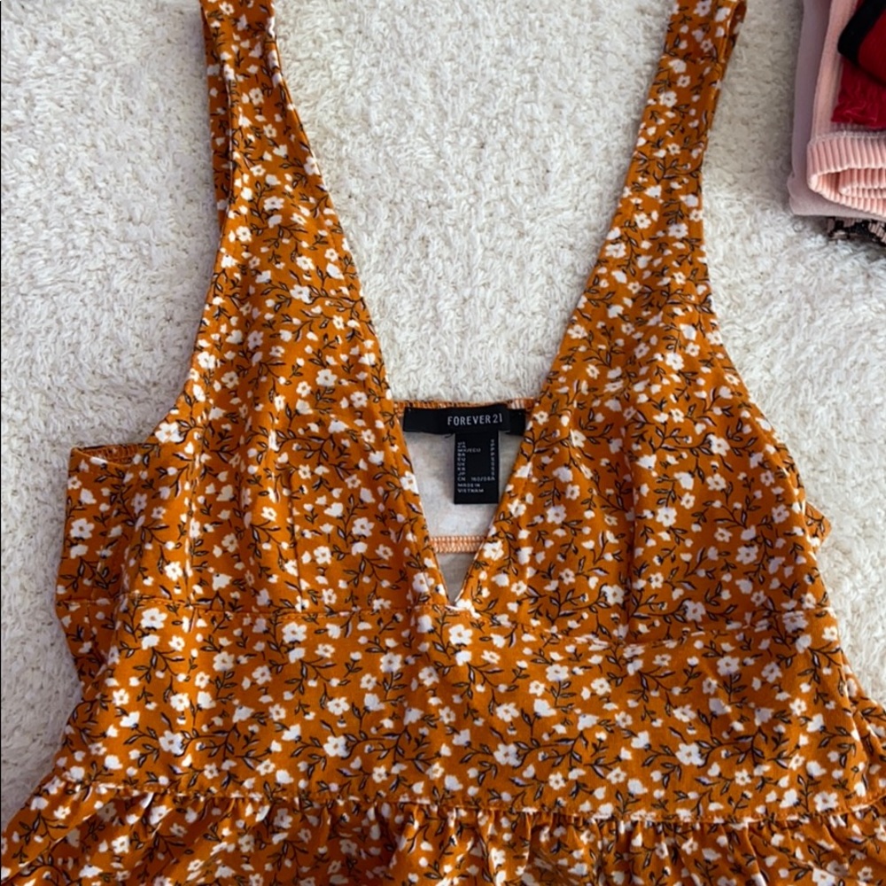 Orange Floral Cropped Tank